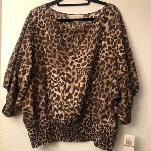 MICHAEL Michael Kors Silk Dark Camel Print Blouse
